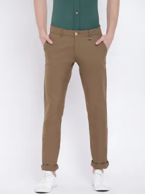 Men Casual Solid Olive Chinos