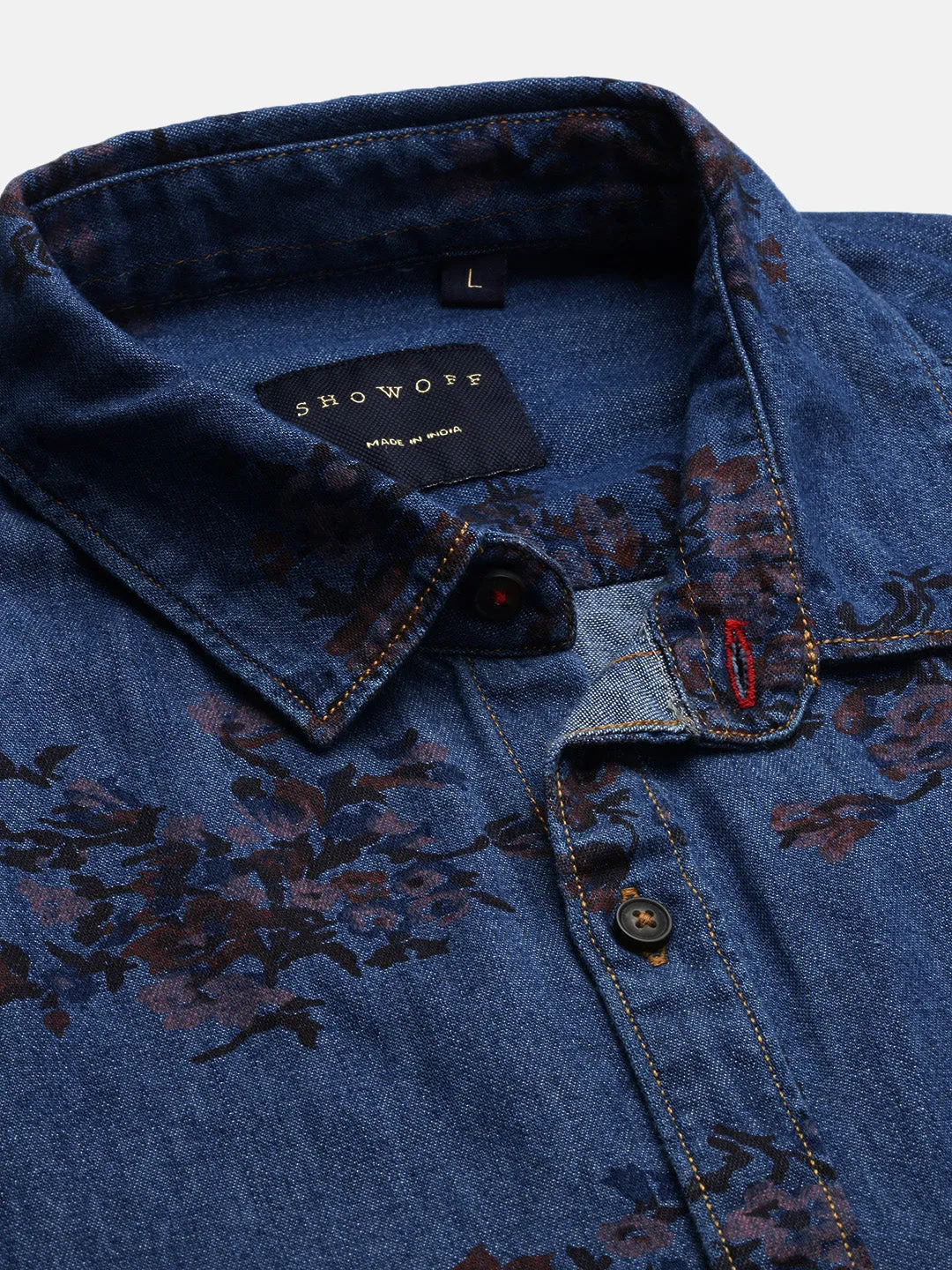 Men Floral Blue Slim Fit Shirt