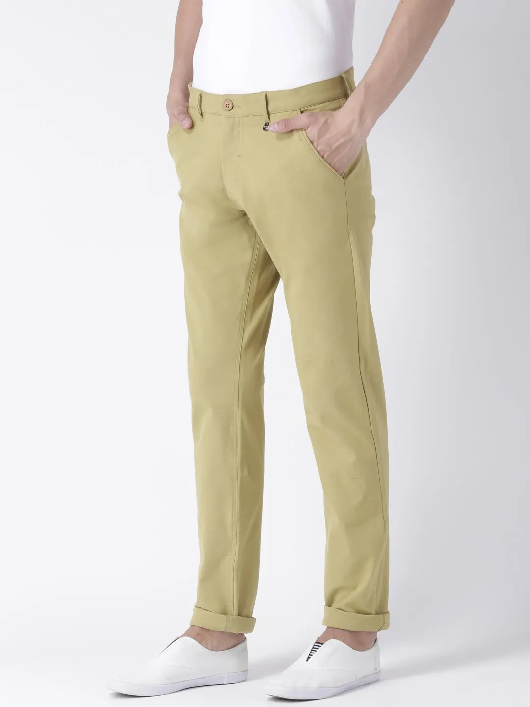 Men Khaki Slim Fit Solid Chinos