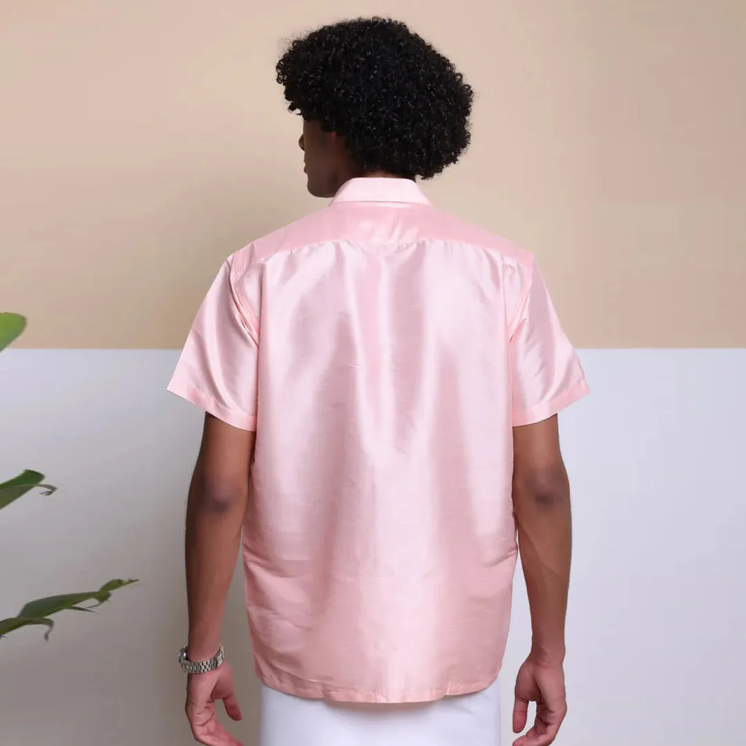 Men's Ethnic Wear Silk Shirt (Pink)