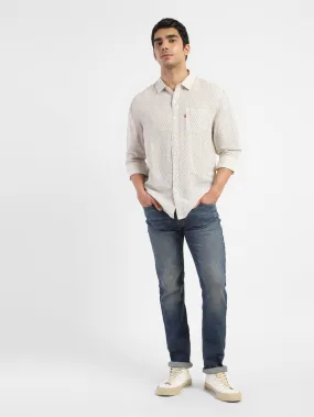 Men's Geometric Regular Fit Linen Shirts