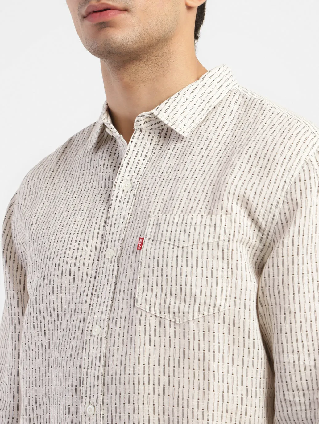 Men's Geometric Regular Fit Linen Shirts