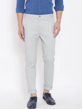 Men's Grey Stretch Washed Casual Tailored Fit Chinos