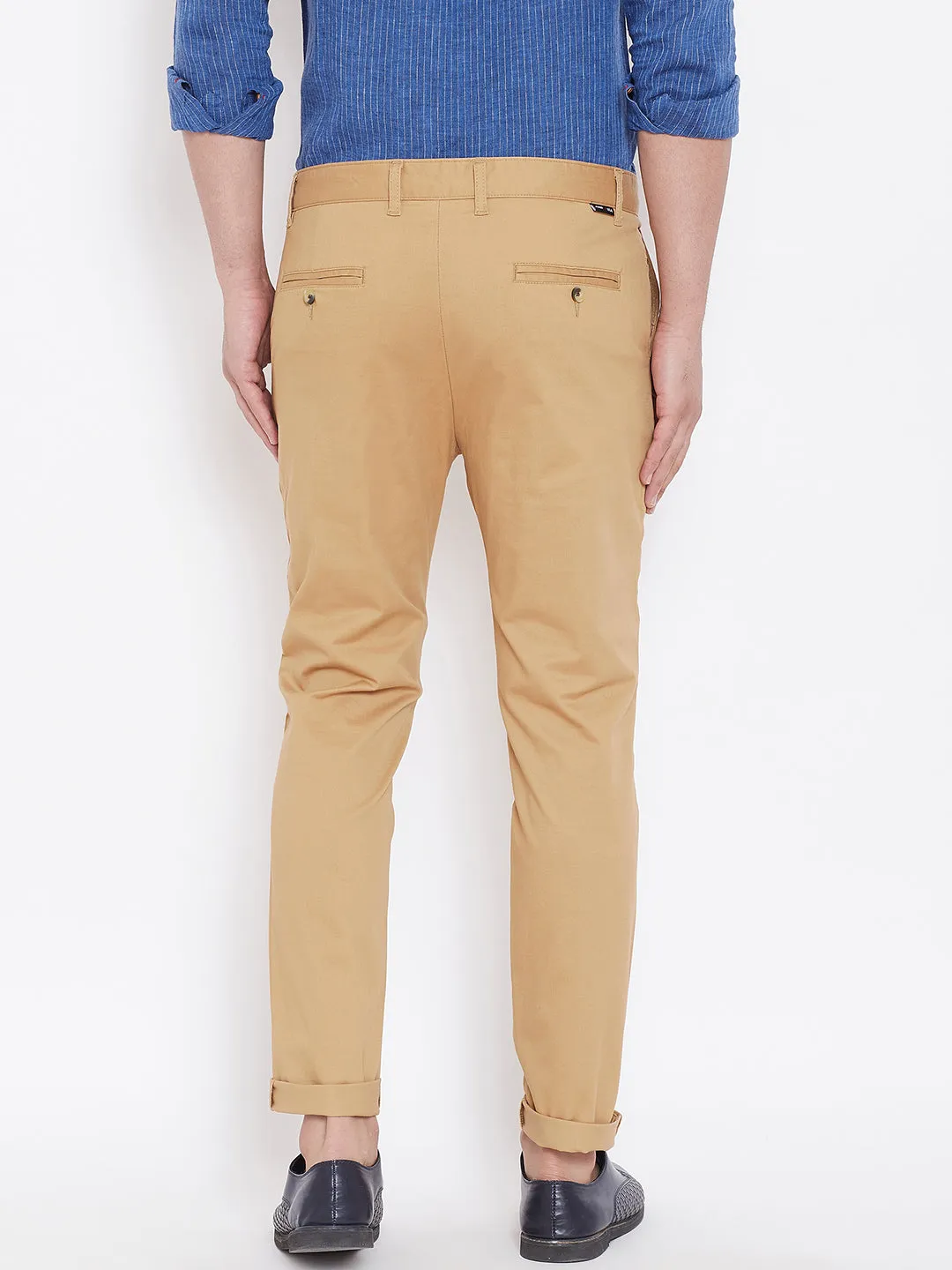 Men's Kakhi Stretch Washed Casual Tailored Fit Chinos