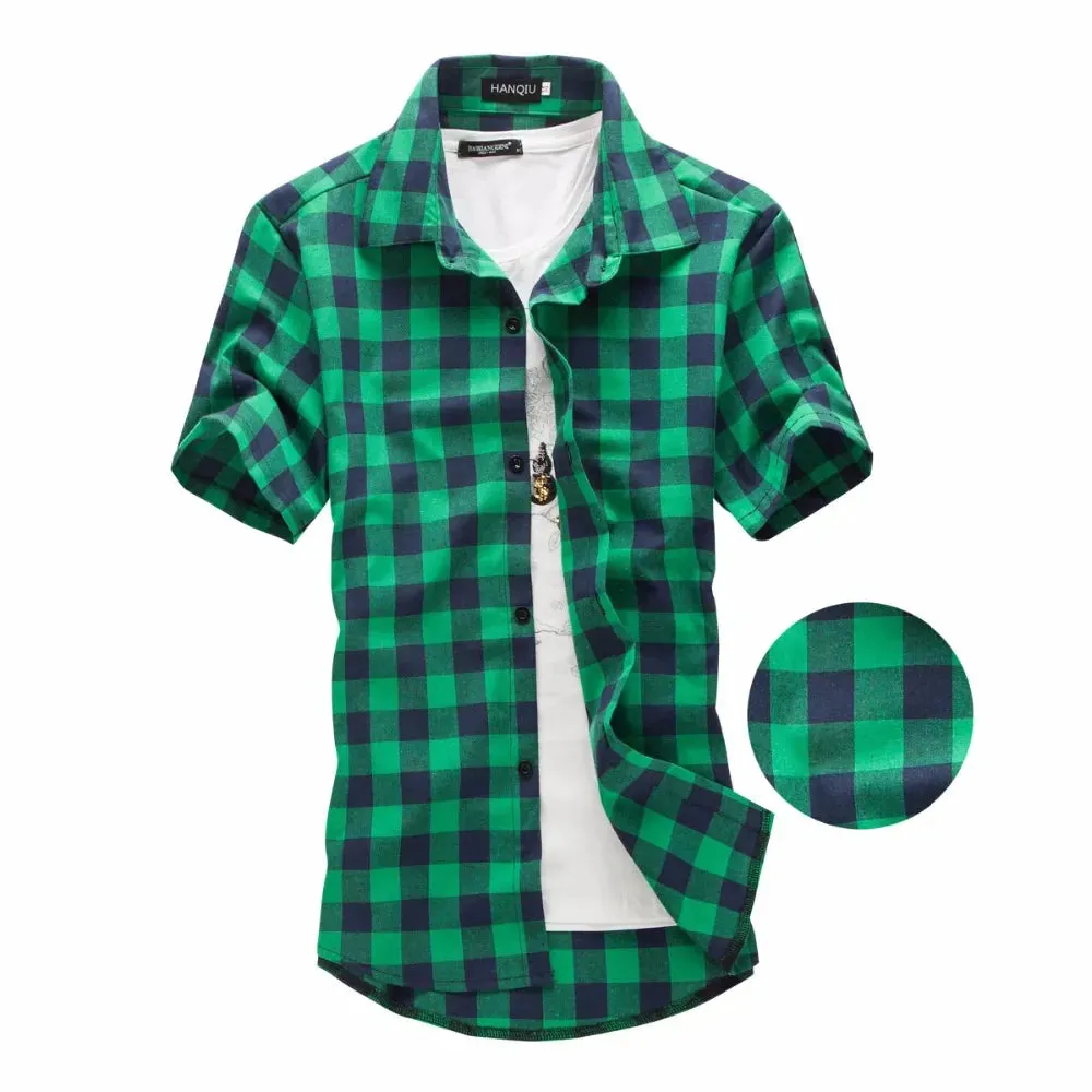 Mens Short Sleeve Checkered Shirt