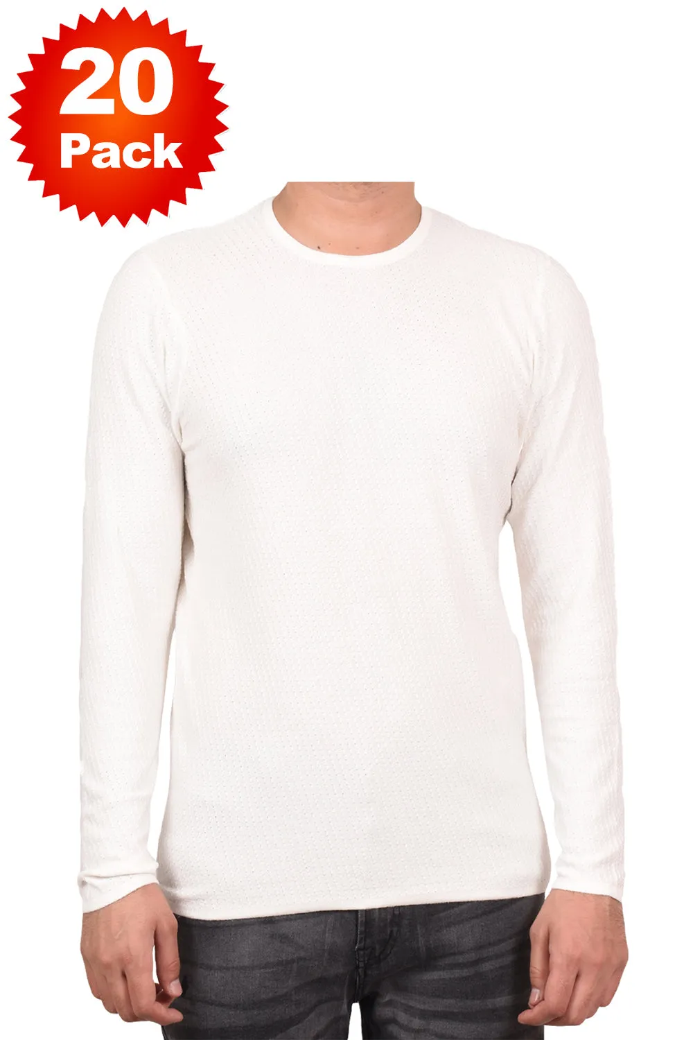 Mens White Cotton Pullover Jumper - 5/10/20 Pack