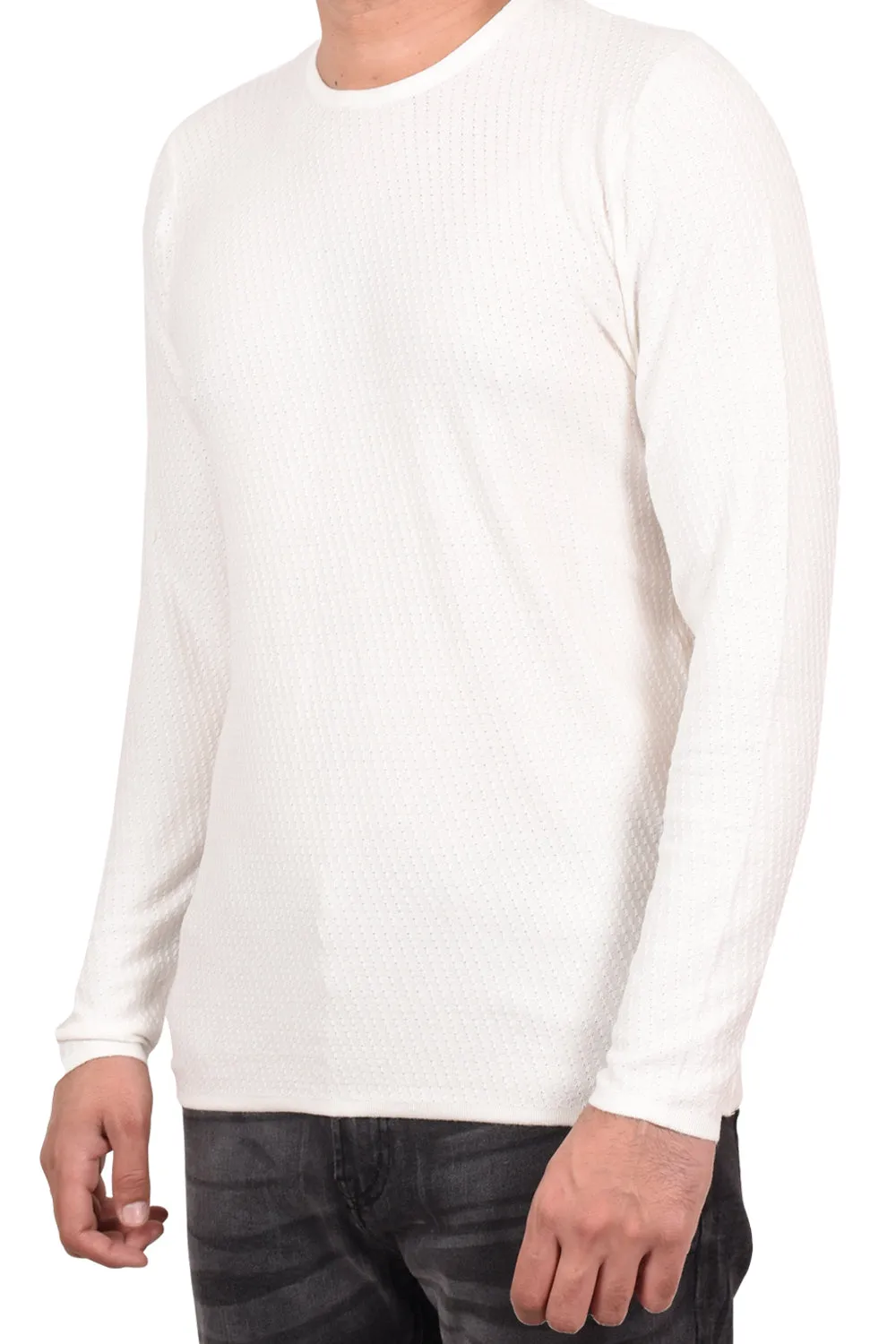 Mens White Cotton Pullover Jumper - 5/10/20 Pack