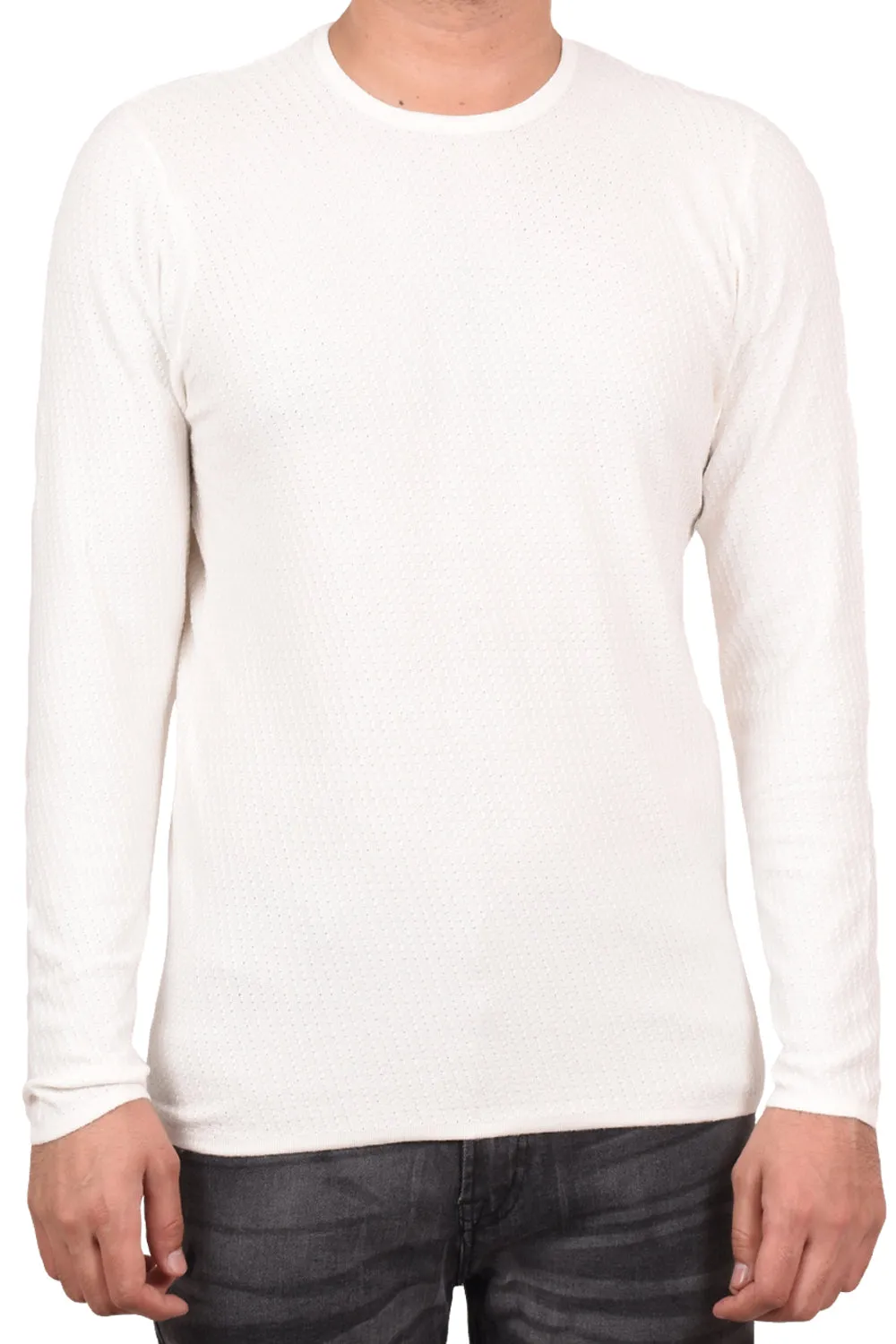 Mens White Cotton Pullover Jumper - 5/10/20 Pack