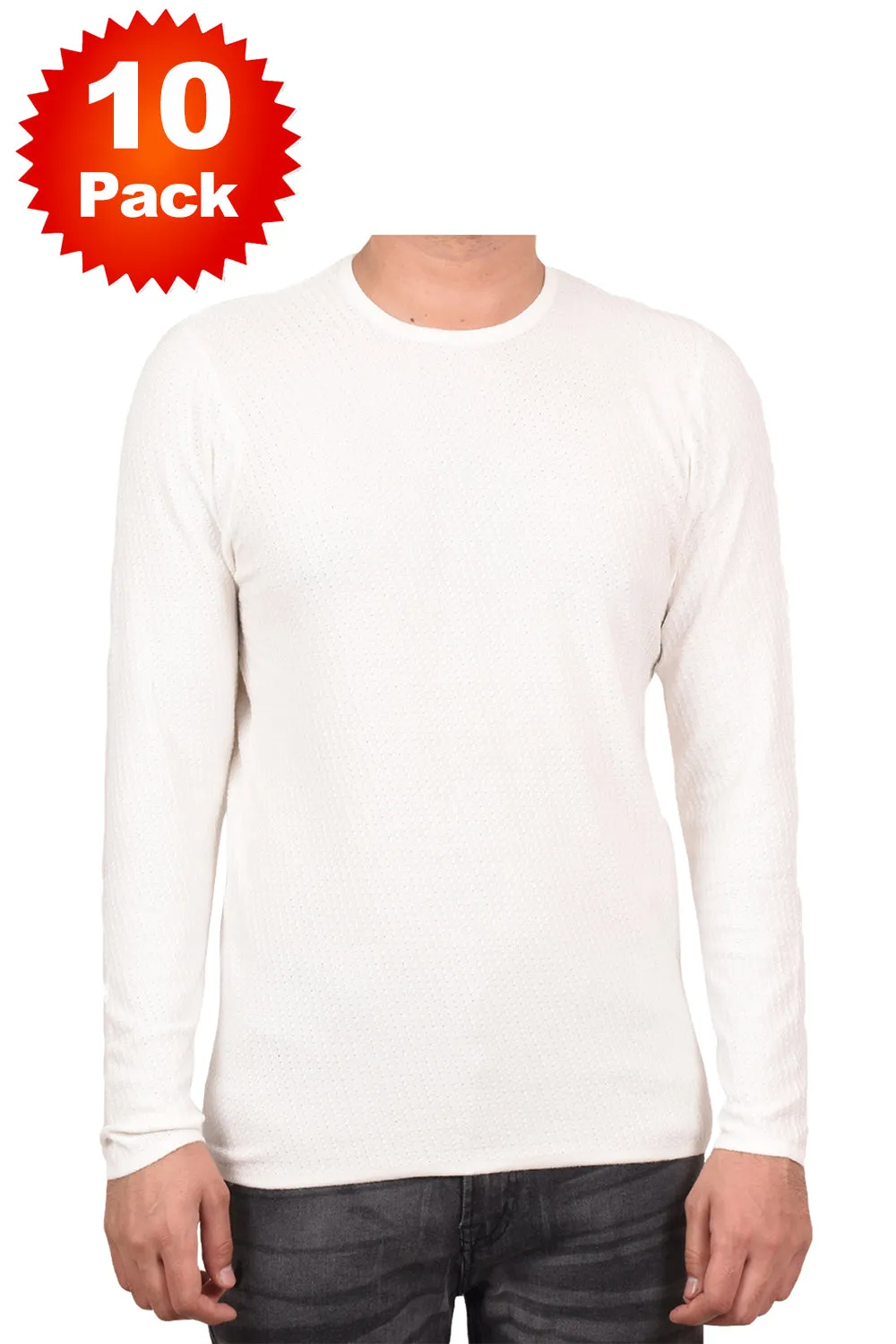 Mens White Cotton Pullover Jumper - 5/10/20 Pack