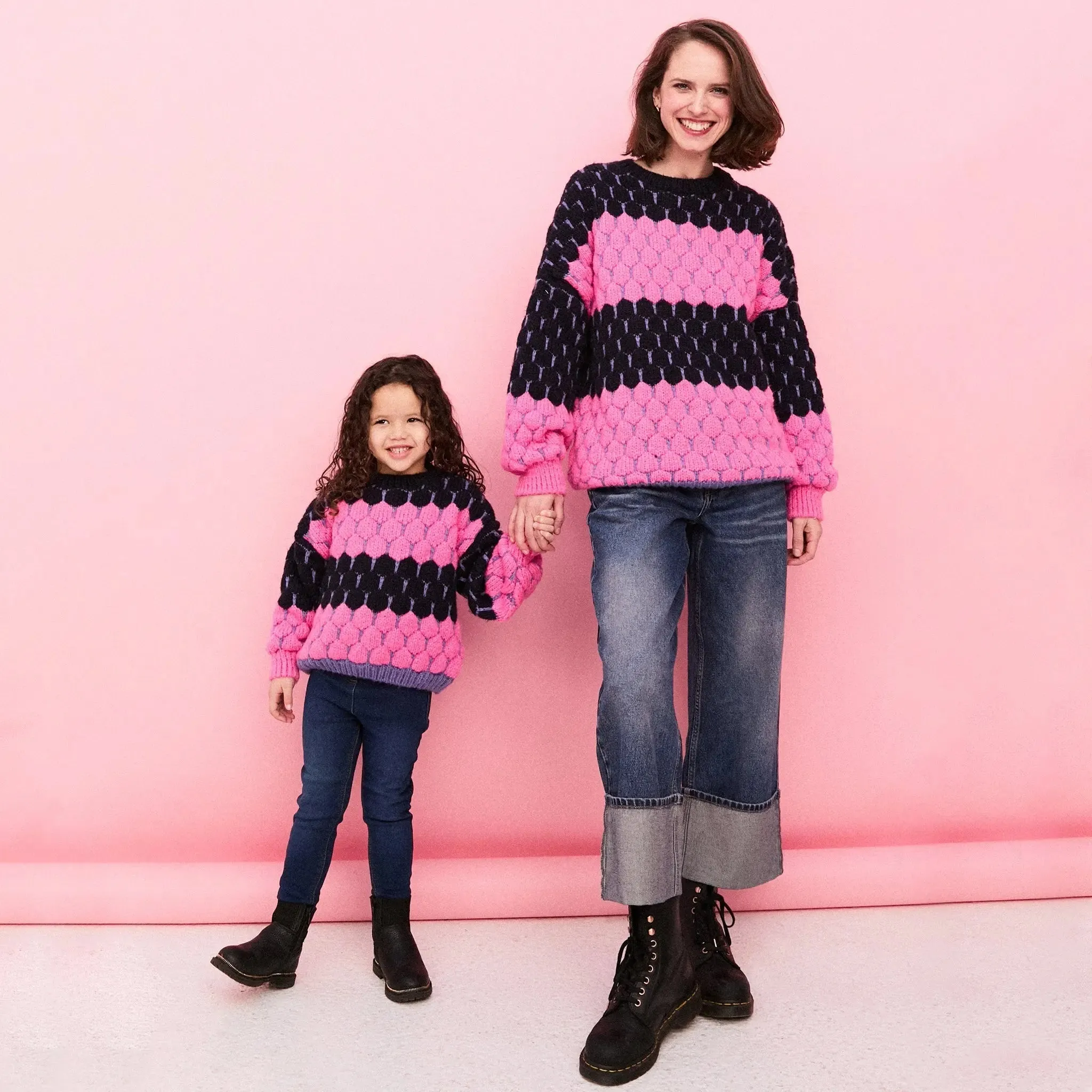 Navy Marissa Stripe Bubble Stitch Jumper