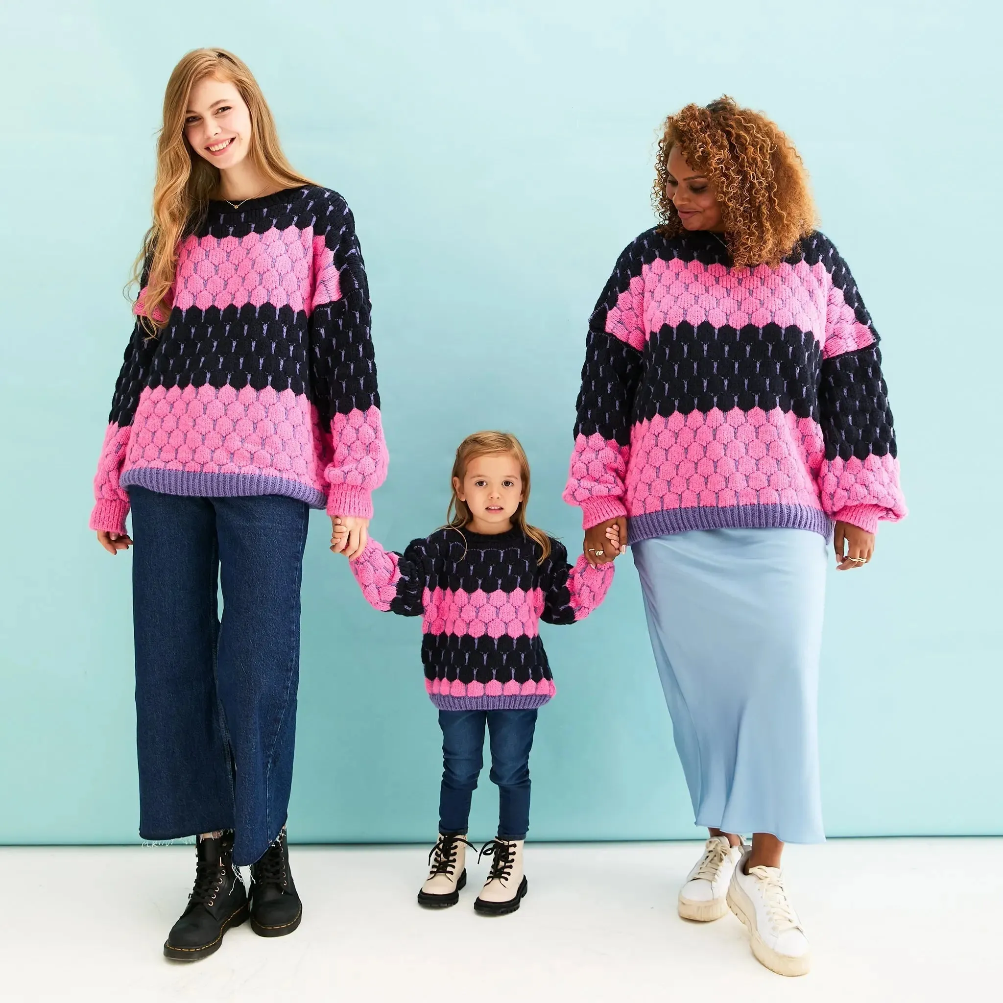 Navy Marissa Stripe Bubble Stitch Jumper