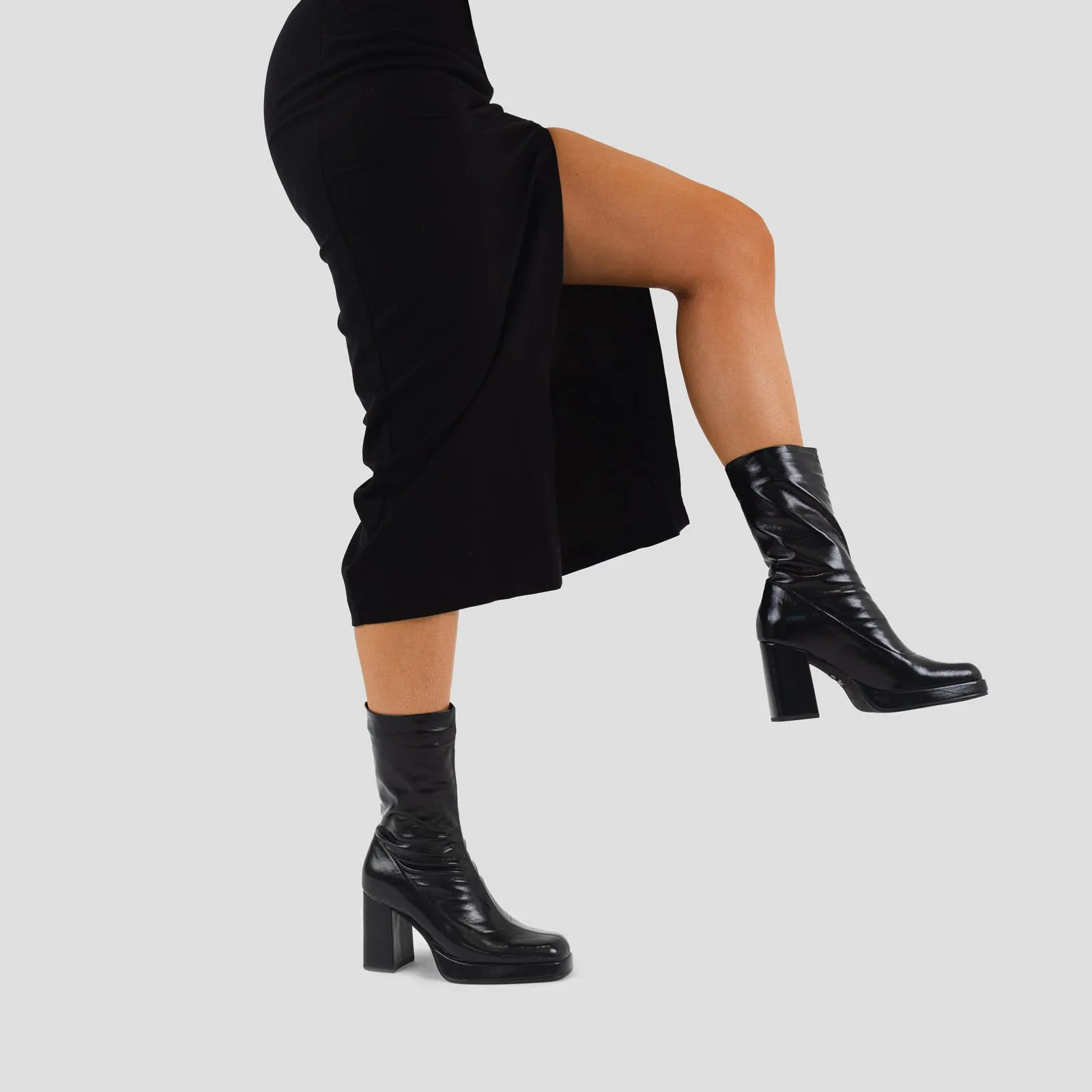 New Melanie Stretch Black Ankle Boots