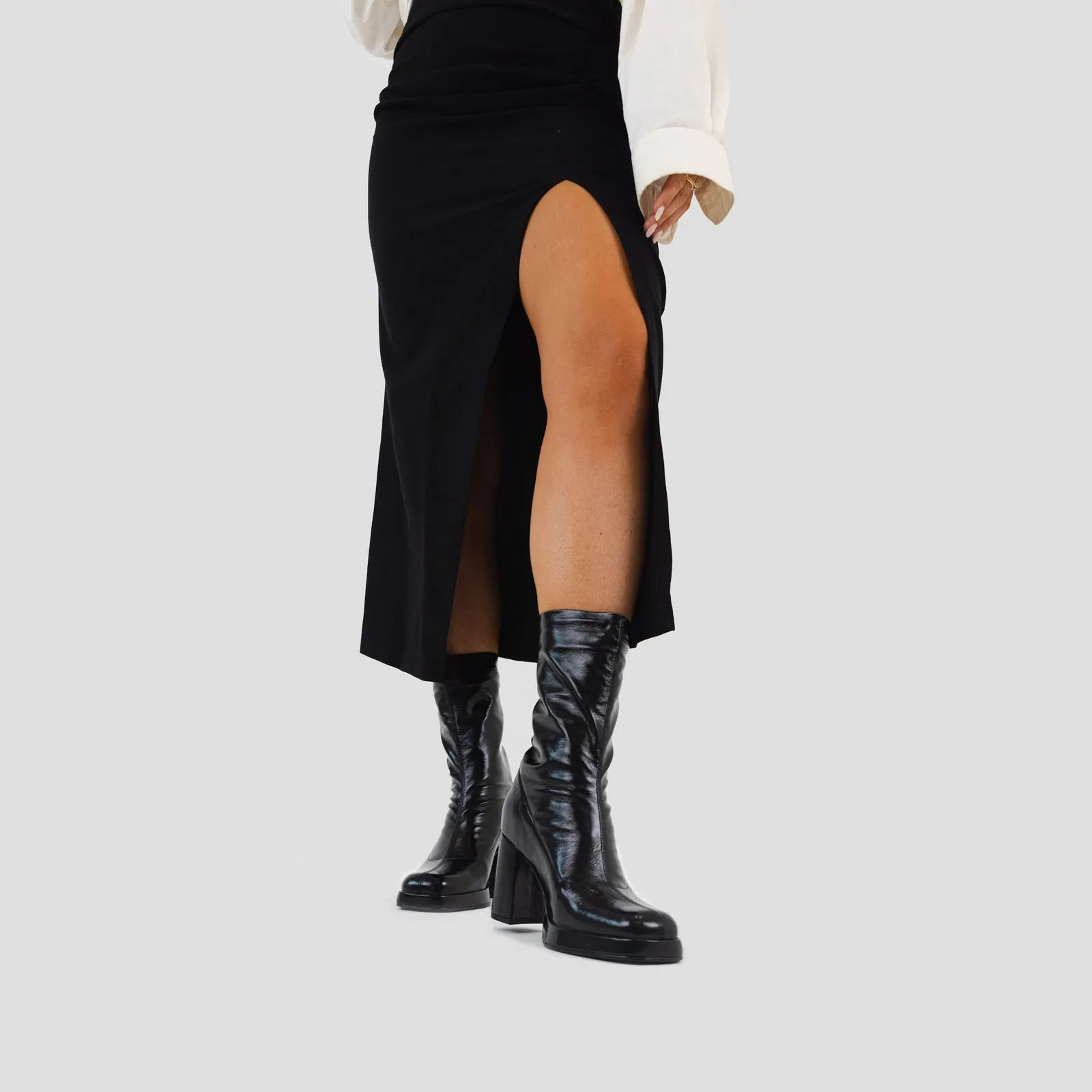 New Melanie Stretch Black Ankle Boots