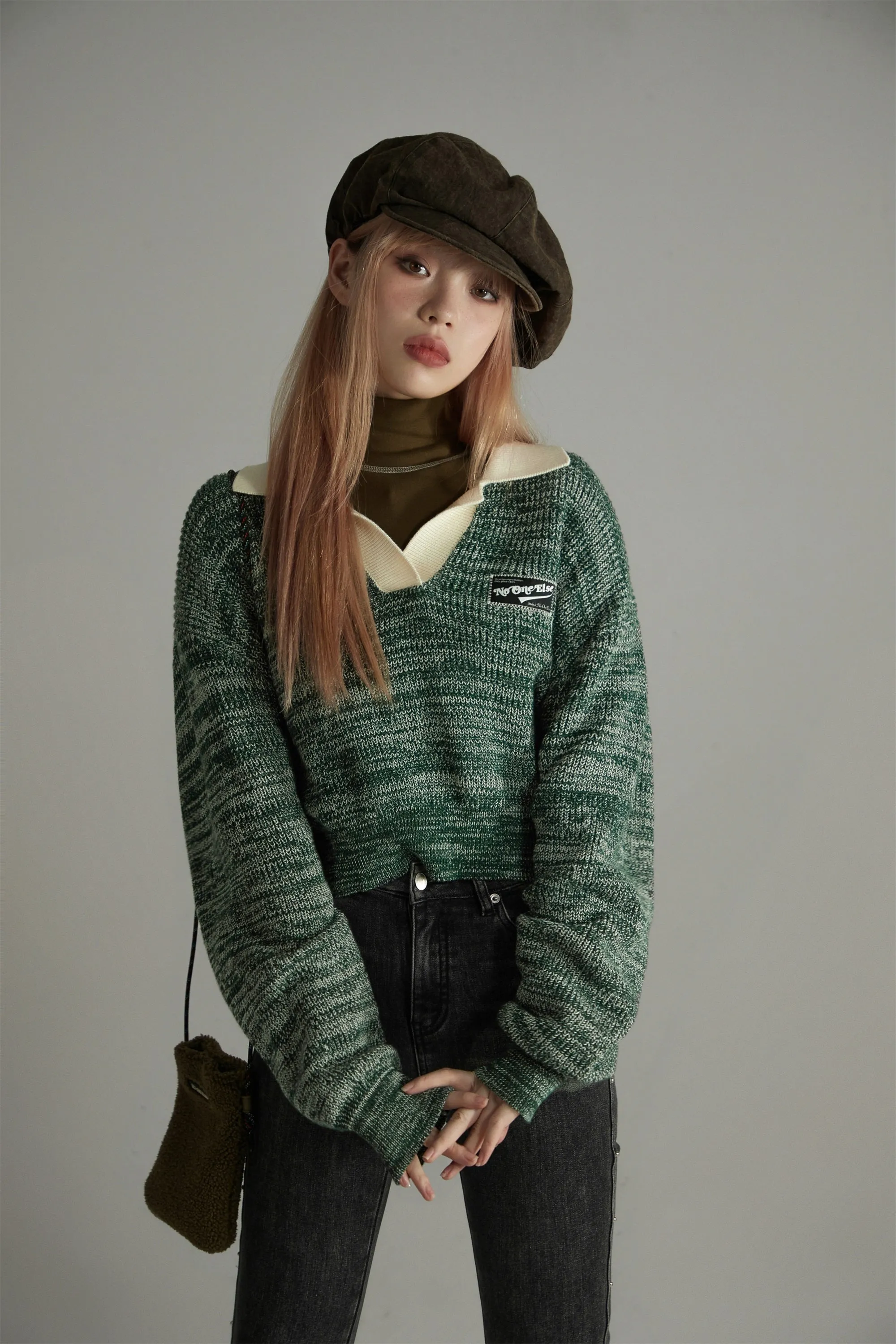 Noe Collar Crop Knit Sweater