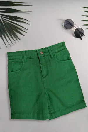 One Friday Kids Boys 100% Cotton Green Shorts