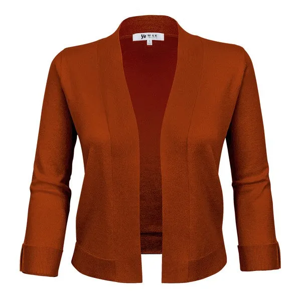 Open Front Cropped Bolero Shrug Cardigan