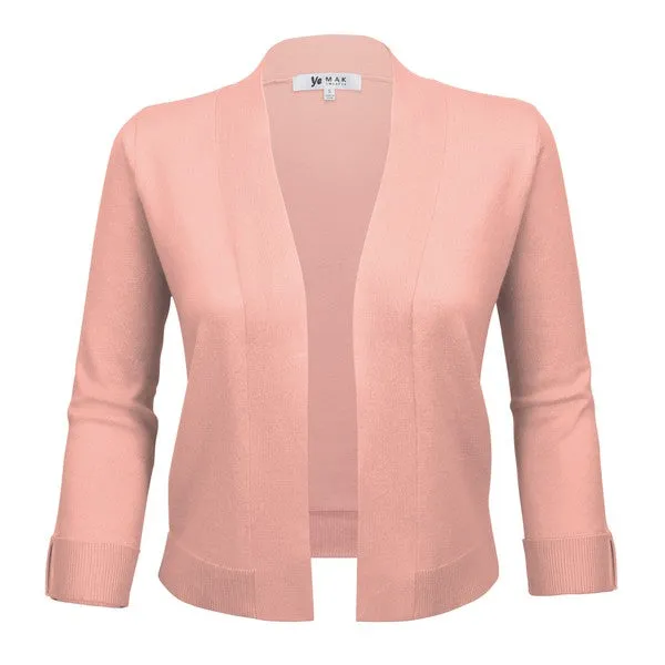 Open Front Cropped Bolero Shrug Cardigan