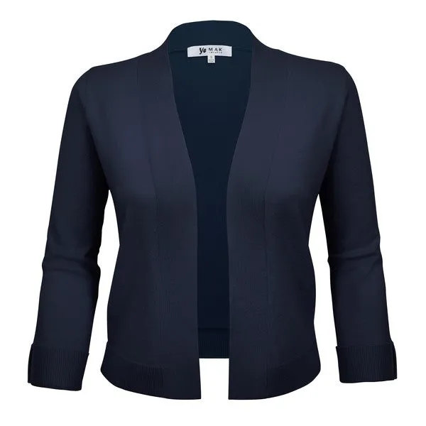 Open Front Cropped Bolero Shrug Cardigan