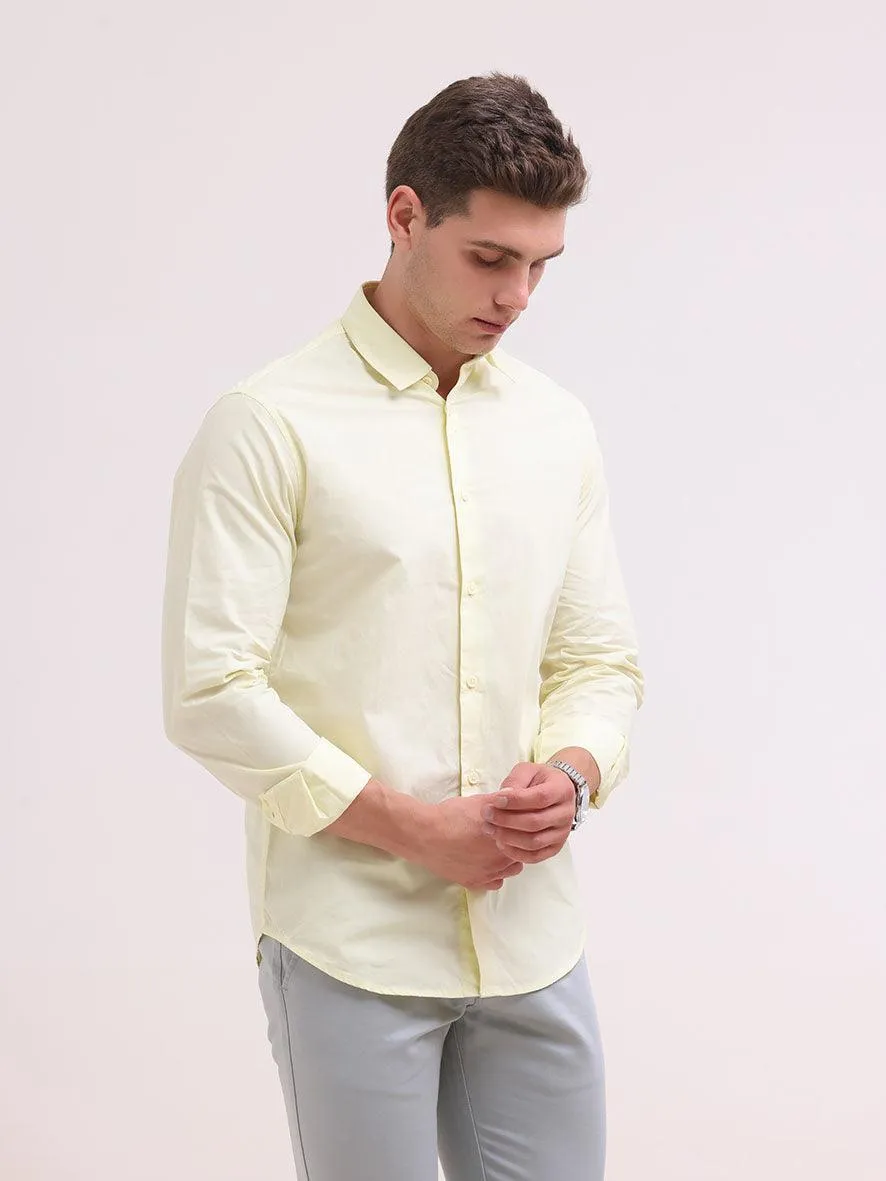 Orchida Plain Full Sleeve Poplin Shirt Yellow