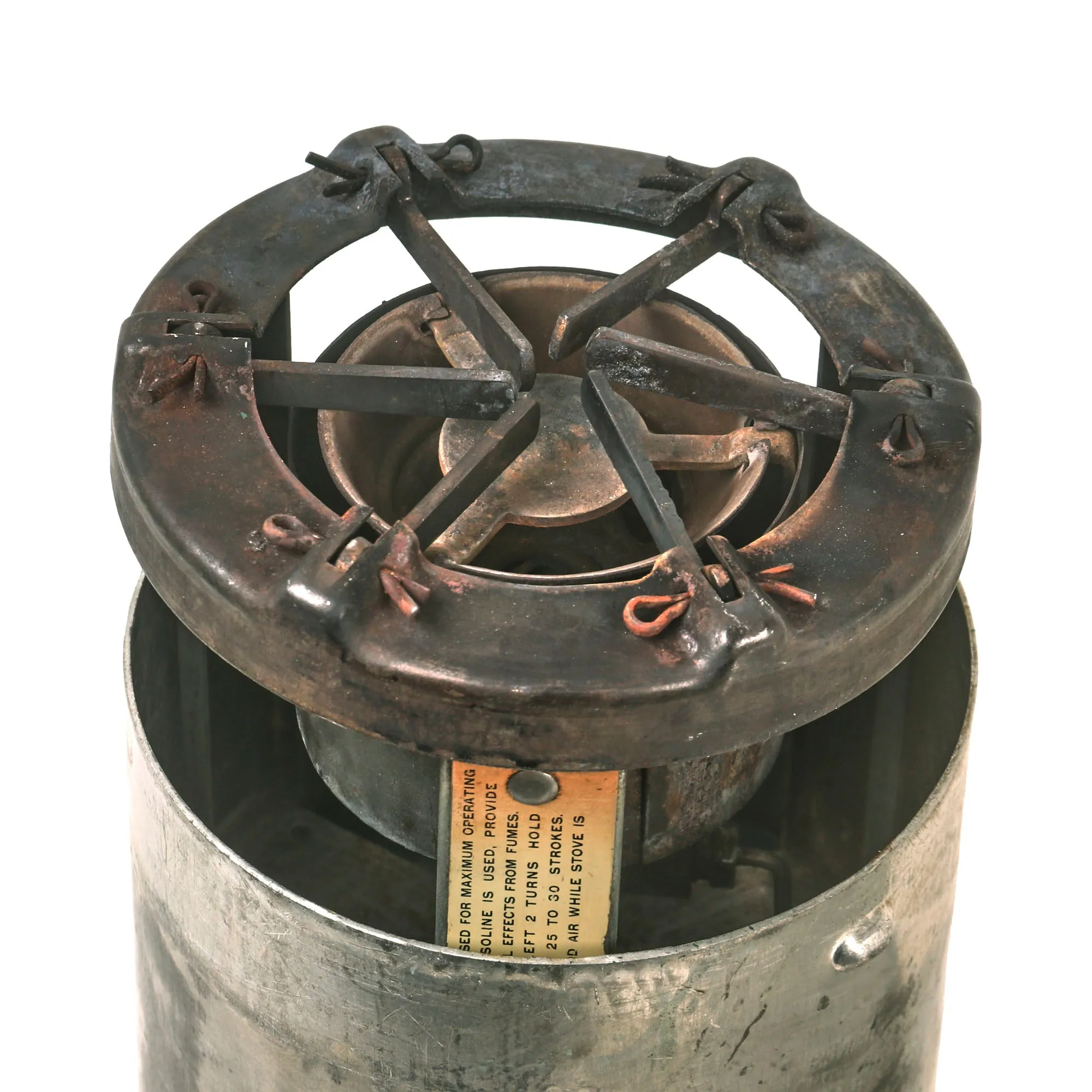 Original WWII U.S. Issue American Gas Machine Company Gasoline Camp Stove in Bayonet "F" Canister - Dated 1941