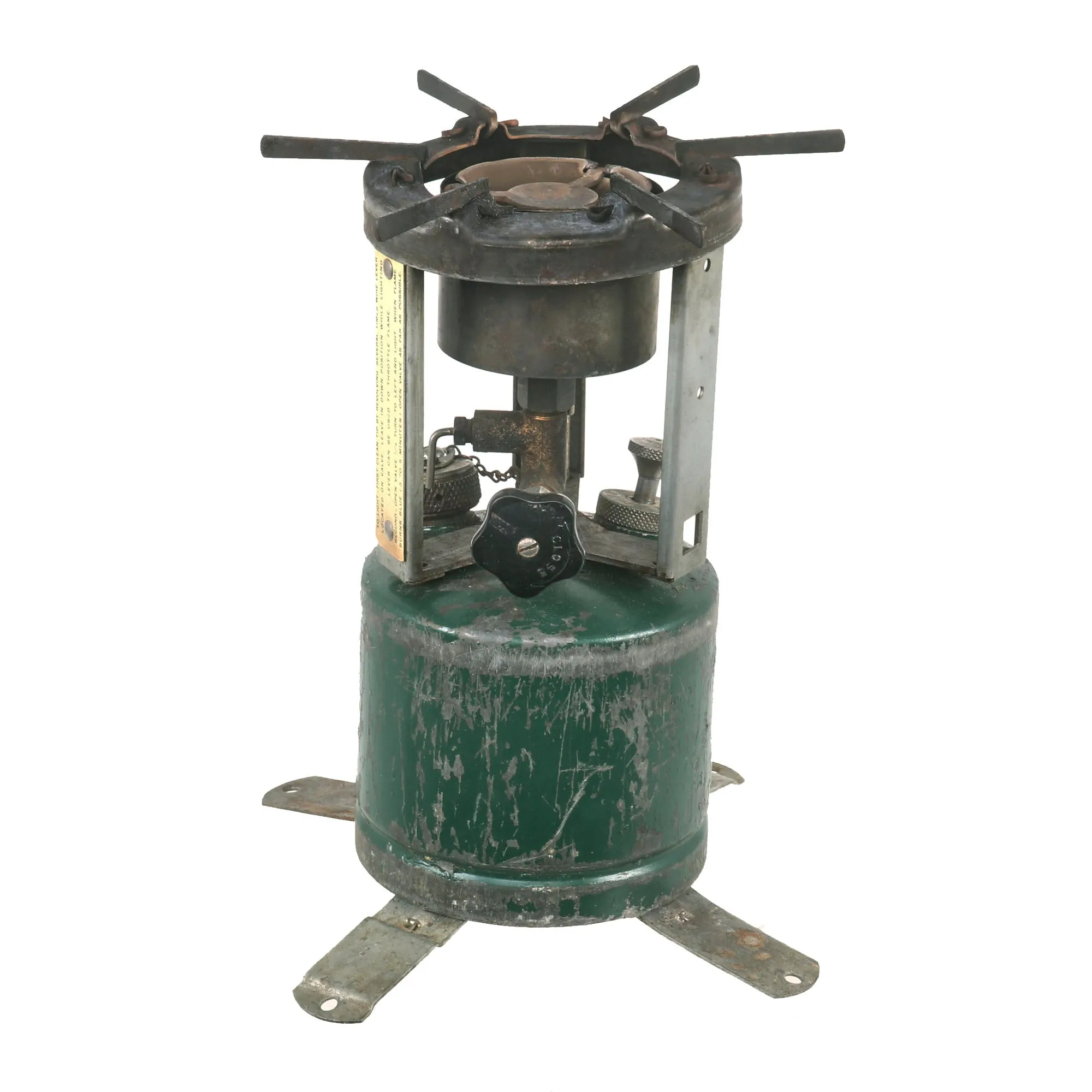 Original WWII U.S. Issue American Gas Machine Company Gasoline Camp Stove in Bayonet "F" Canister - Dated 1941