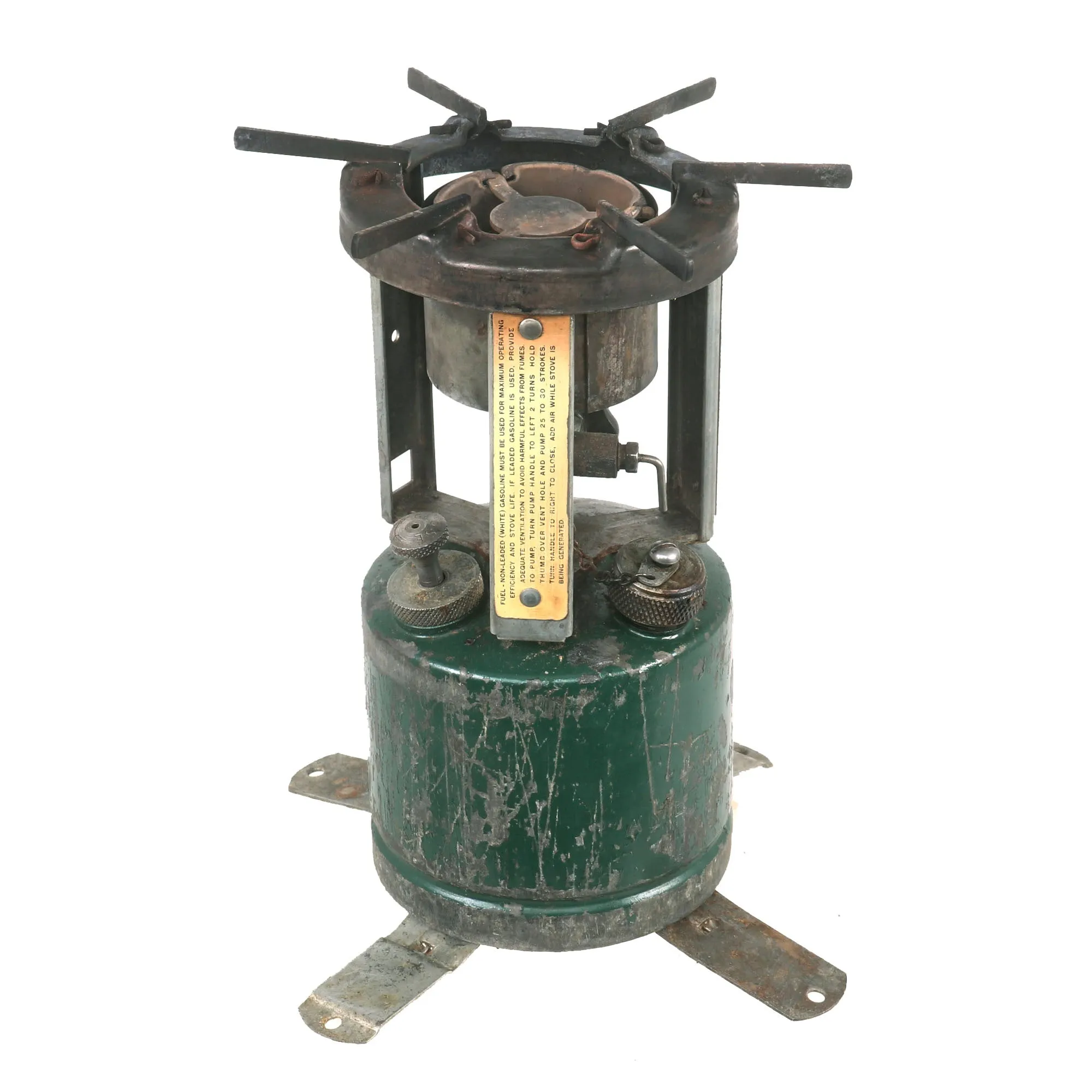 Original WWII U.S. Issue American Gas Machine Company Gasoline Camp Stove in Bayonet "F" Canister - Dated 1941