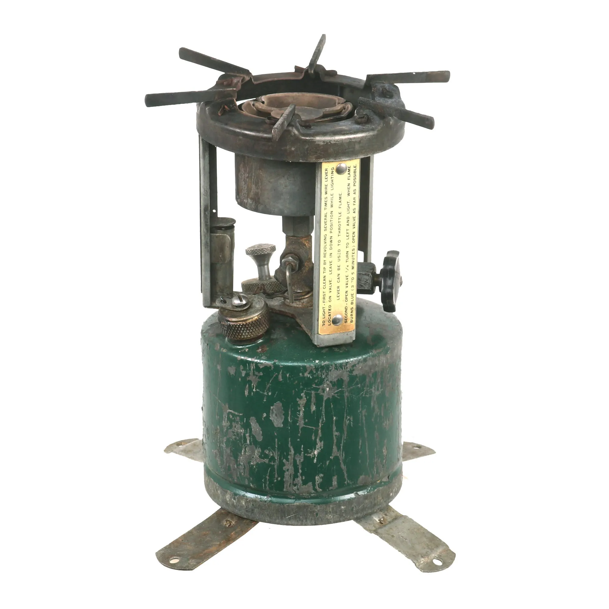 Original WWII U.S. Issue American Gas Machine Company Gasoline Camp Stove in Bayonet "F" Canister - Dated 1941