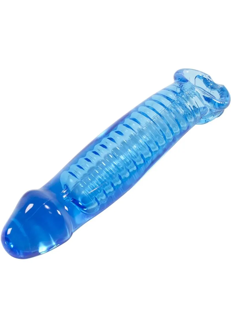 Oxballs Muscle Textured Cocksheath Penis Extender Sleeve Ice Blue 9.25 Inch