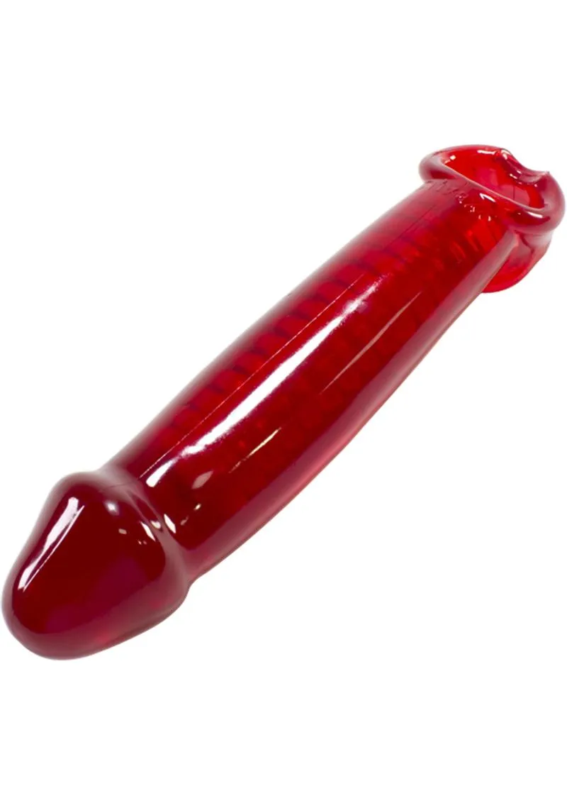 Oxballs Muscle Textured Cocksheath Penis Extender Sleeve Red 9.25 Inch