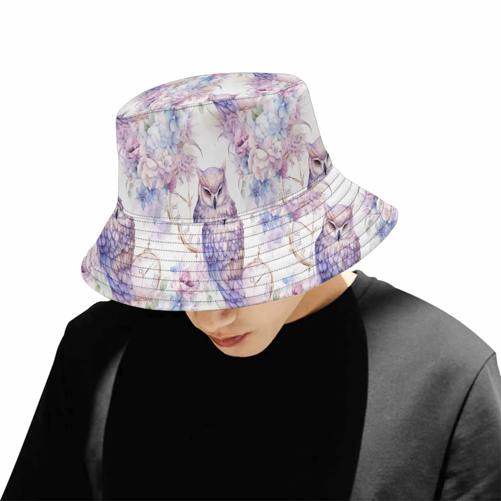 Pastel Owls  Unisex Summer Single-Layer Bucket Hat