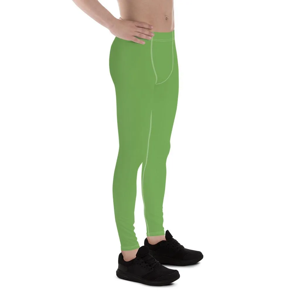 Pear Green Solid Color Meggings, Pear Green Fun Meggings Compression Men Tights Best Men's Leggings-Made in USA/EU