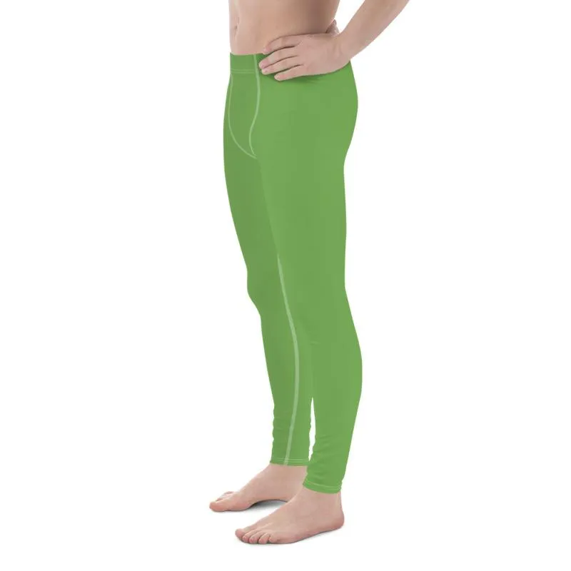 Pear Green Solid Color Meggings, Pear Green Fun Meggings Compression Men Tights Best Men's Leggings-Made in USA/EU