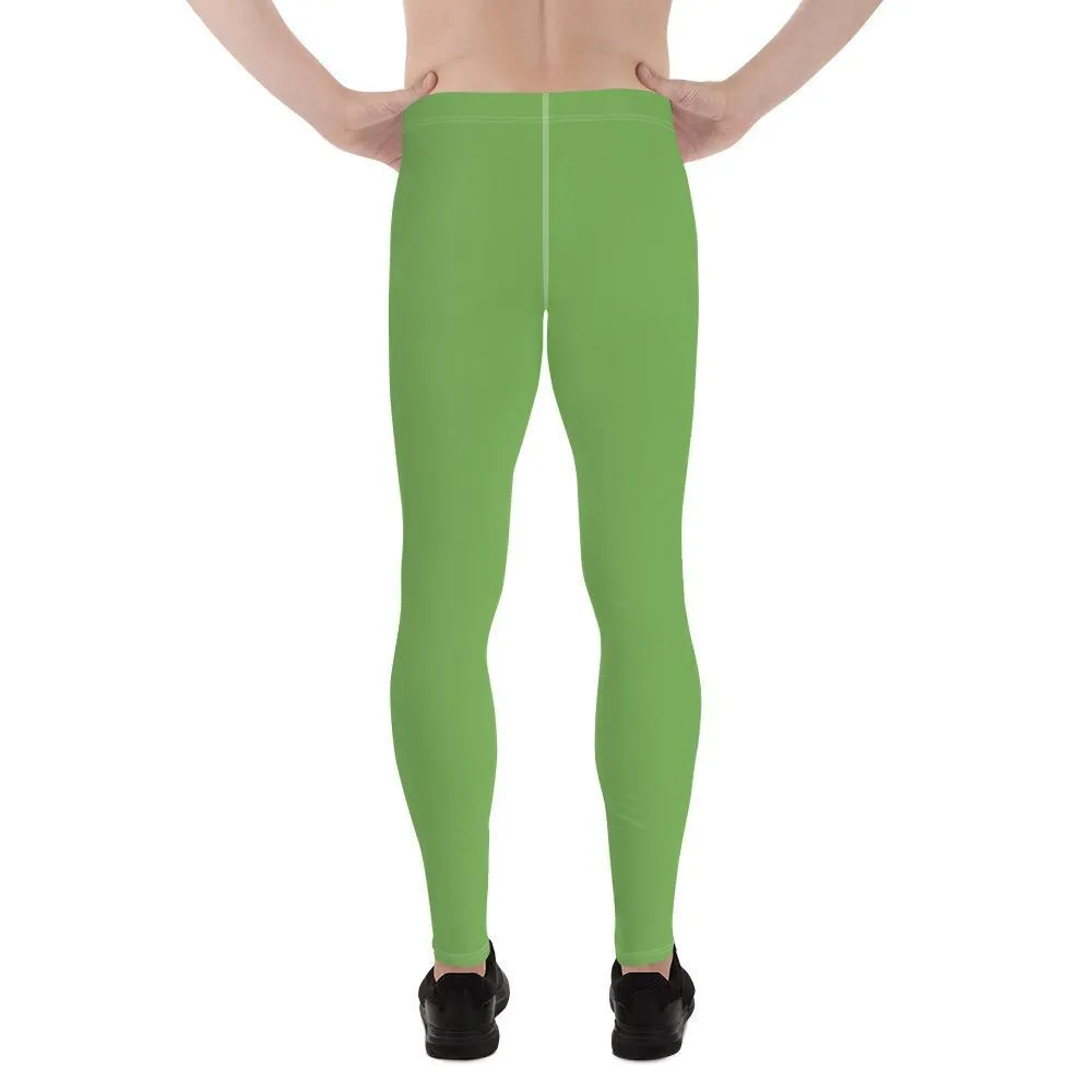 Pear Green Solid Color Meggings, Pear Green Fun Meggings Compression Men Tights Best Men's Leggings-Made in USA/EU