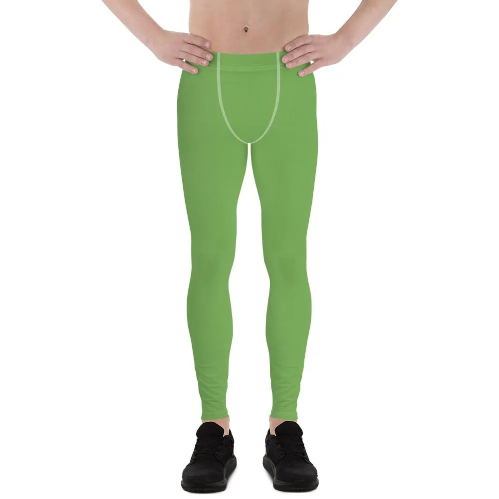 Pear Green Solid Color Meggings, Pear Green Fun Meggings Compression Men Tights Best Men's Leggings-Made in USA/EU