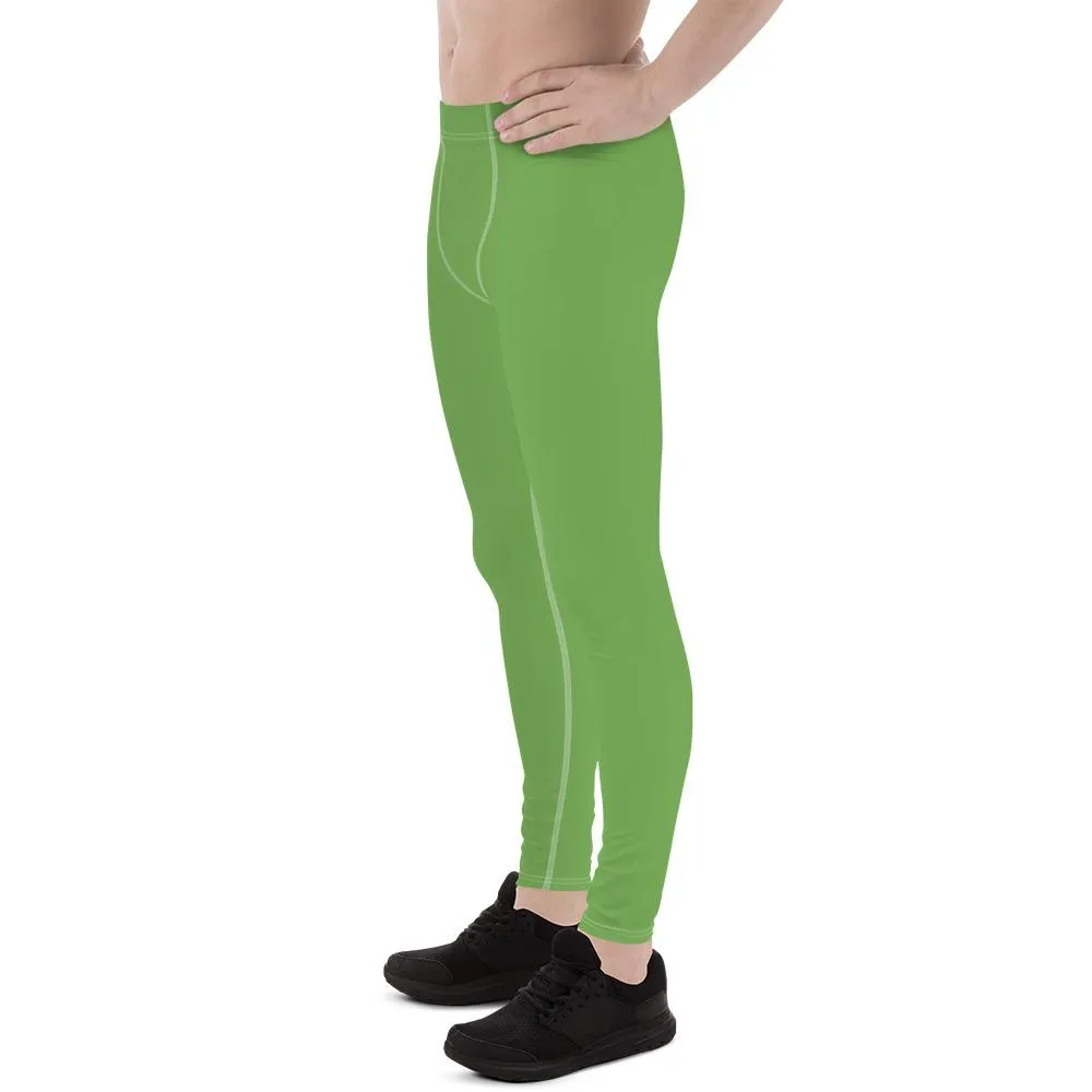 Pear Green Solid Color Meggings, Pear Green Fun Meggings Compression Men Tights Best Men's Leggings-Made in USA/EU