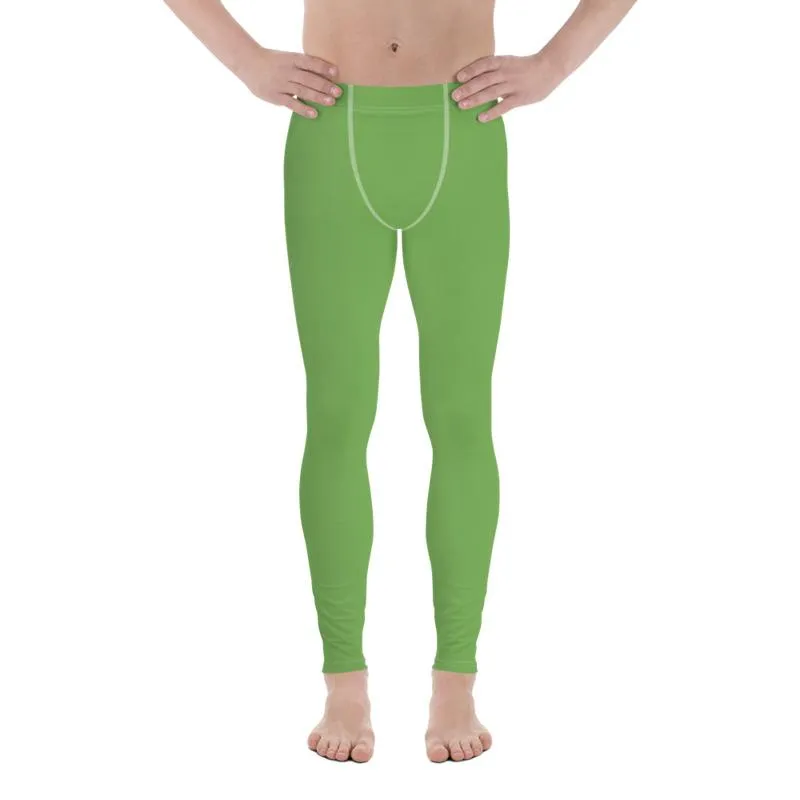 Pear Green Solid Color Meggings, Pear Green Fun Meggings Compression Men Tights Best Men's Leggings-Made in USA/EU