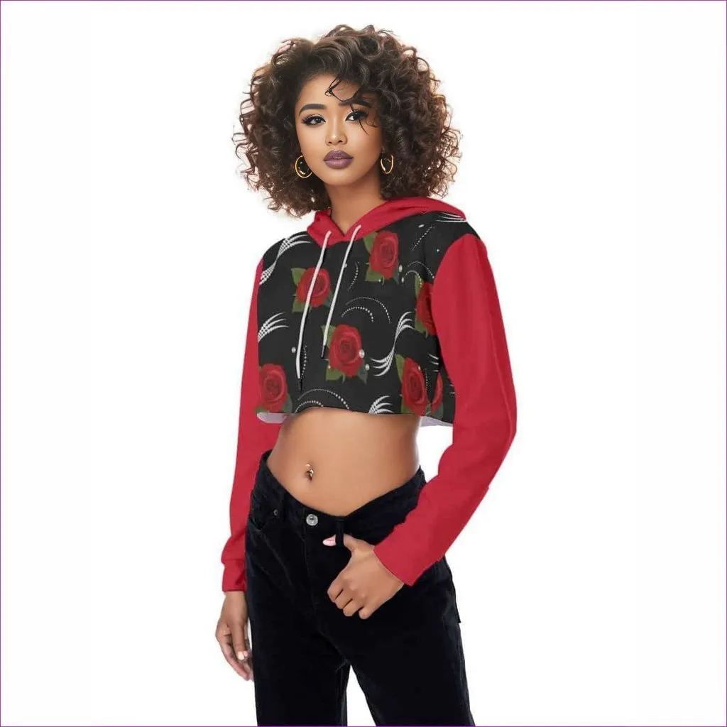 Pearls & Roses Womens Crop Top Hoodie