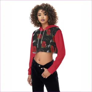 Pearls & Roses Womens Crop Top Hoodie