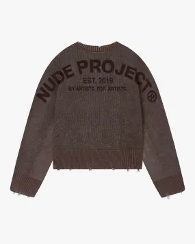 PERFECT CROP KNIT BROWN