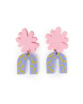 Pink & Blue Arch Dangle Earrings