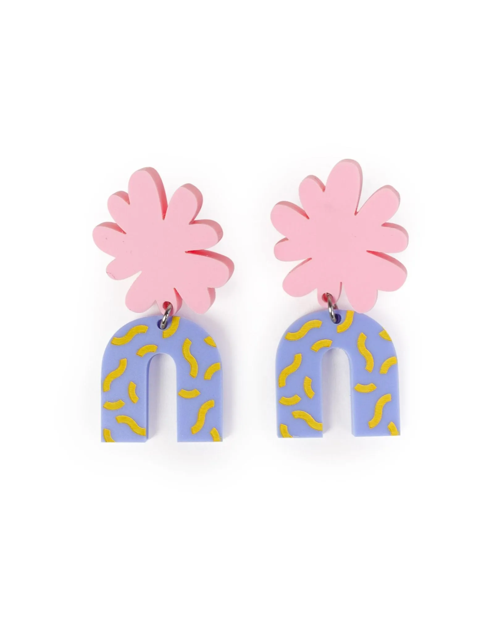 Pink & Blue Arch Dangle Earrings