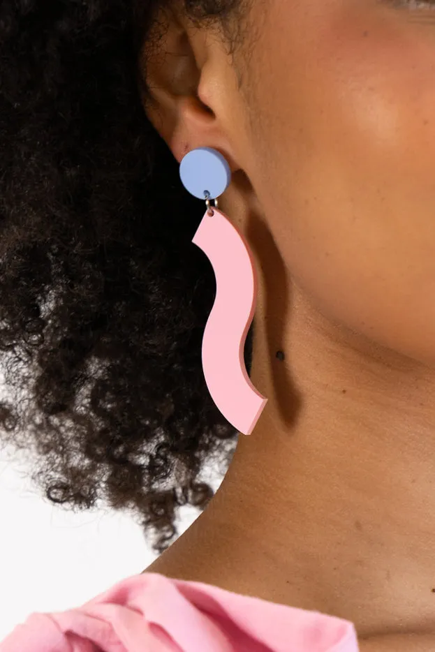 Pink & Blue Wave Dangle Earrings