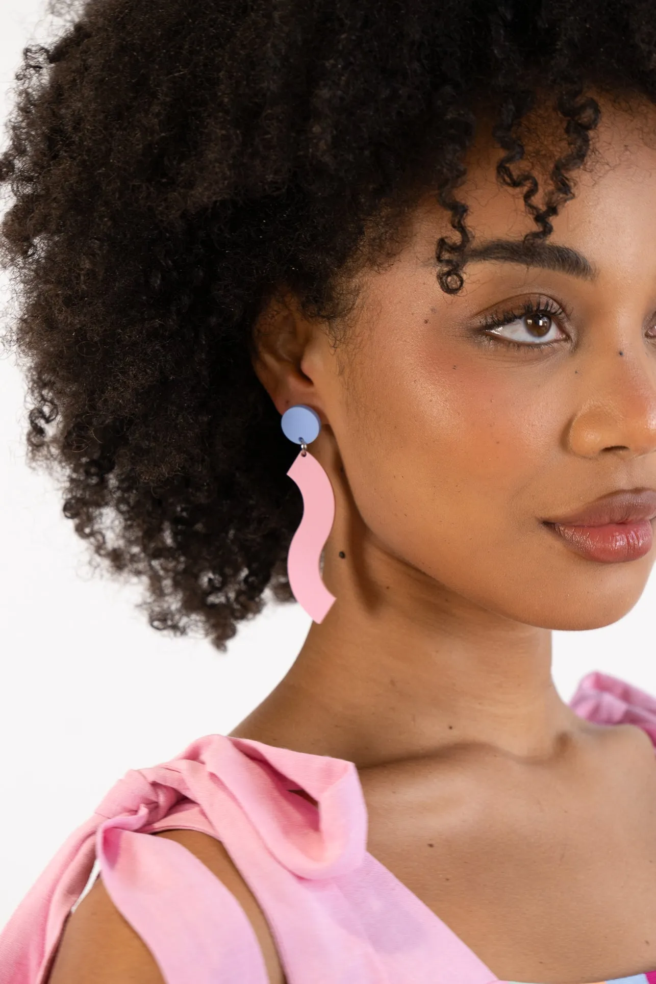 Pink & Blue Wave Dangle Earrings