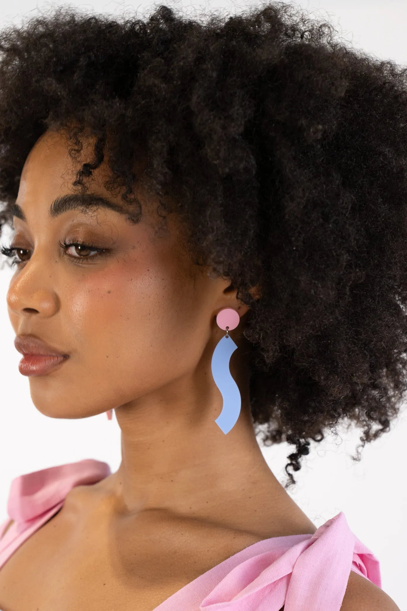 Pink & Blue Wave Dangle Earrings