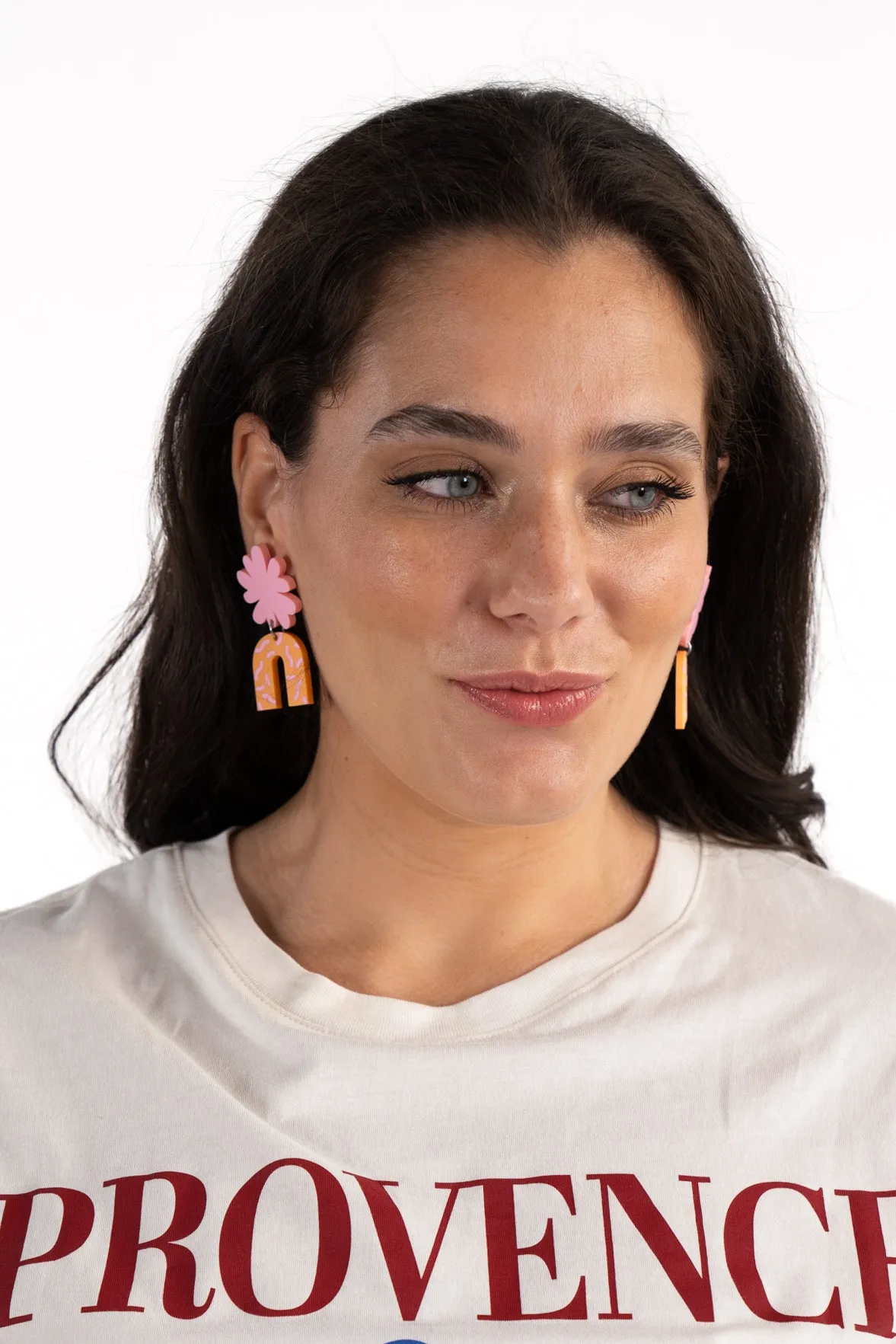 Pink & Orange Arch Dangle Earrings