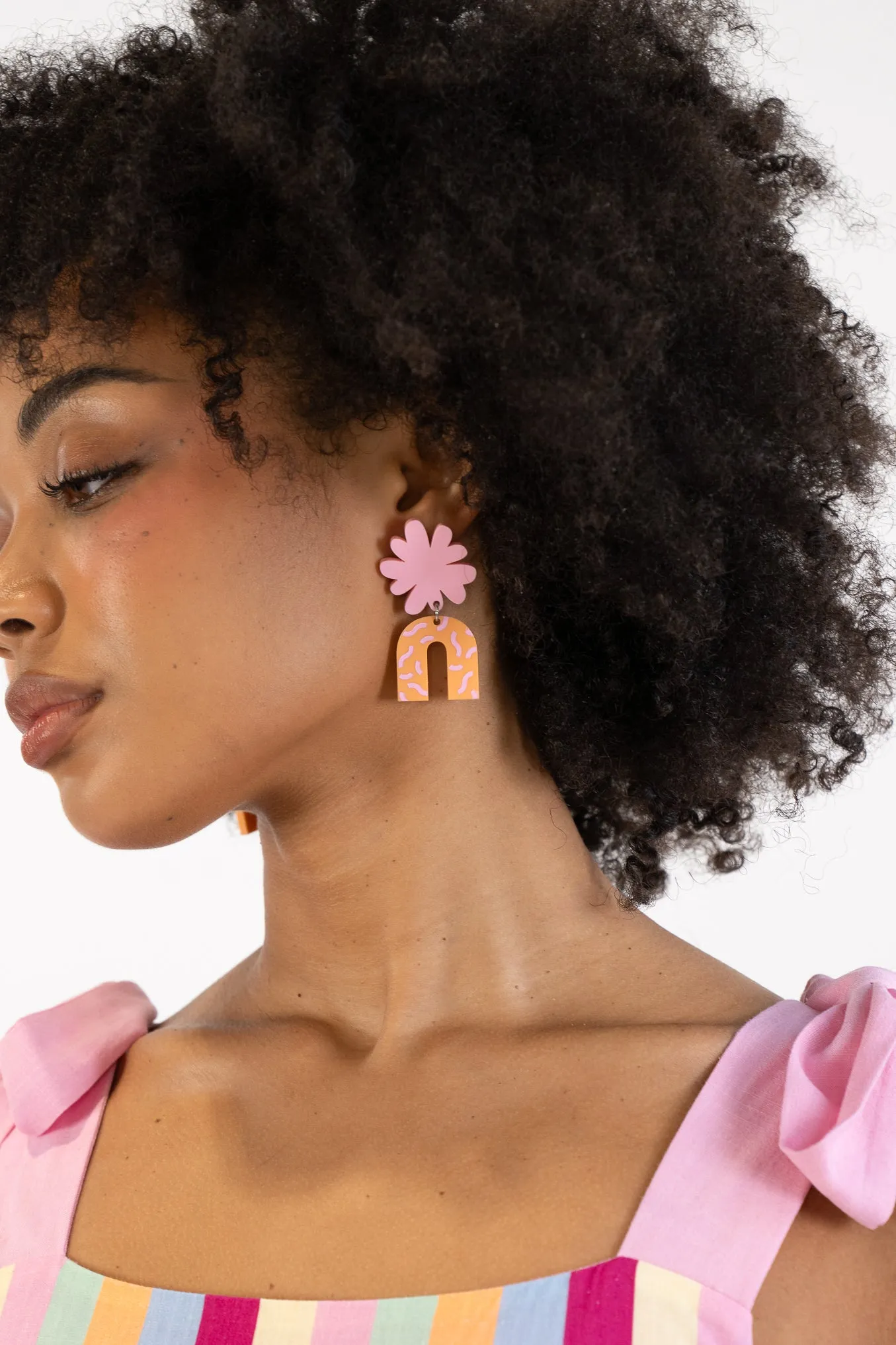 Pink & Orange Arch Dangle Earrings