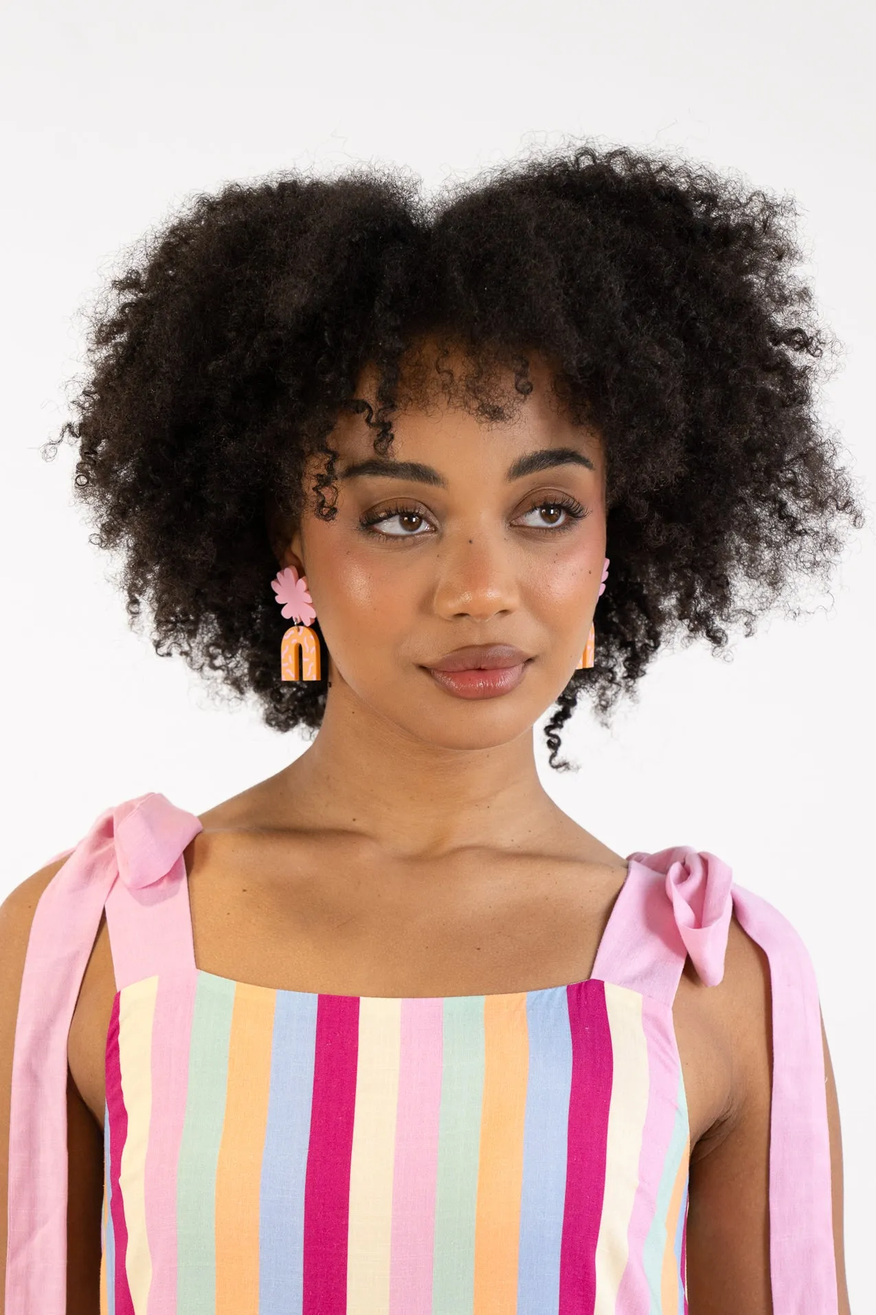 Pink & Orange Arch Dangle Earrings