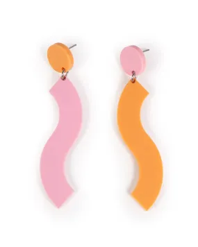 Pink & Orange Wave Dangle Earrings