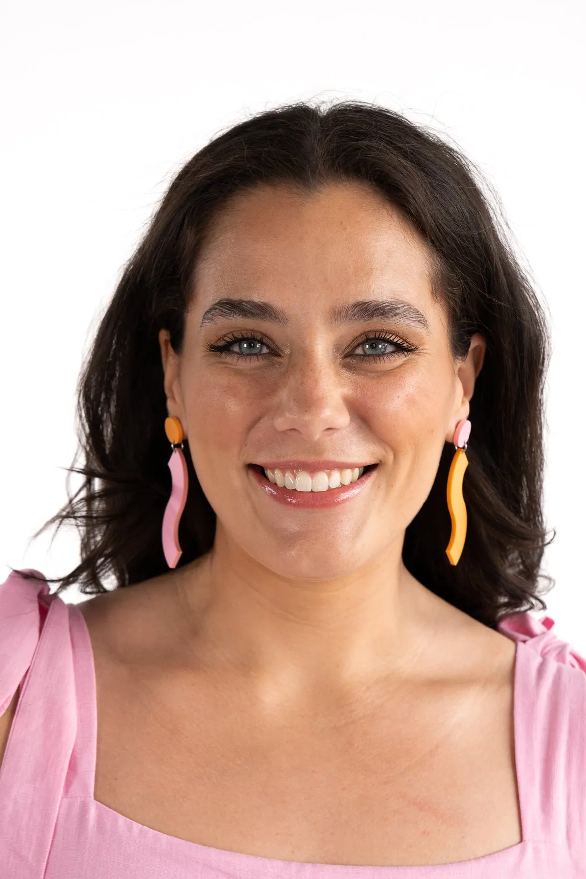 Pink & Orange Wave Dangle Earrings