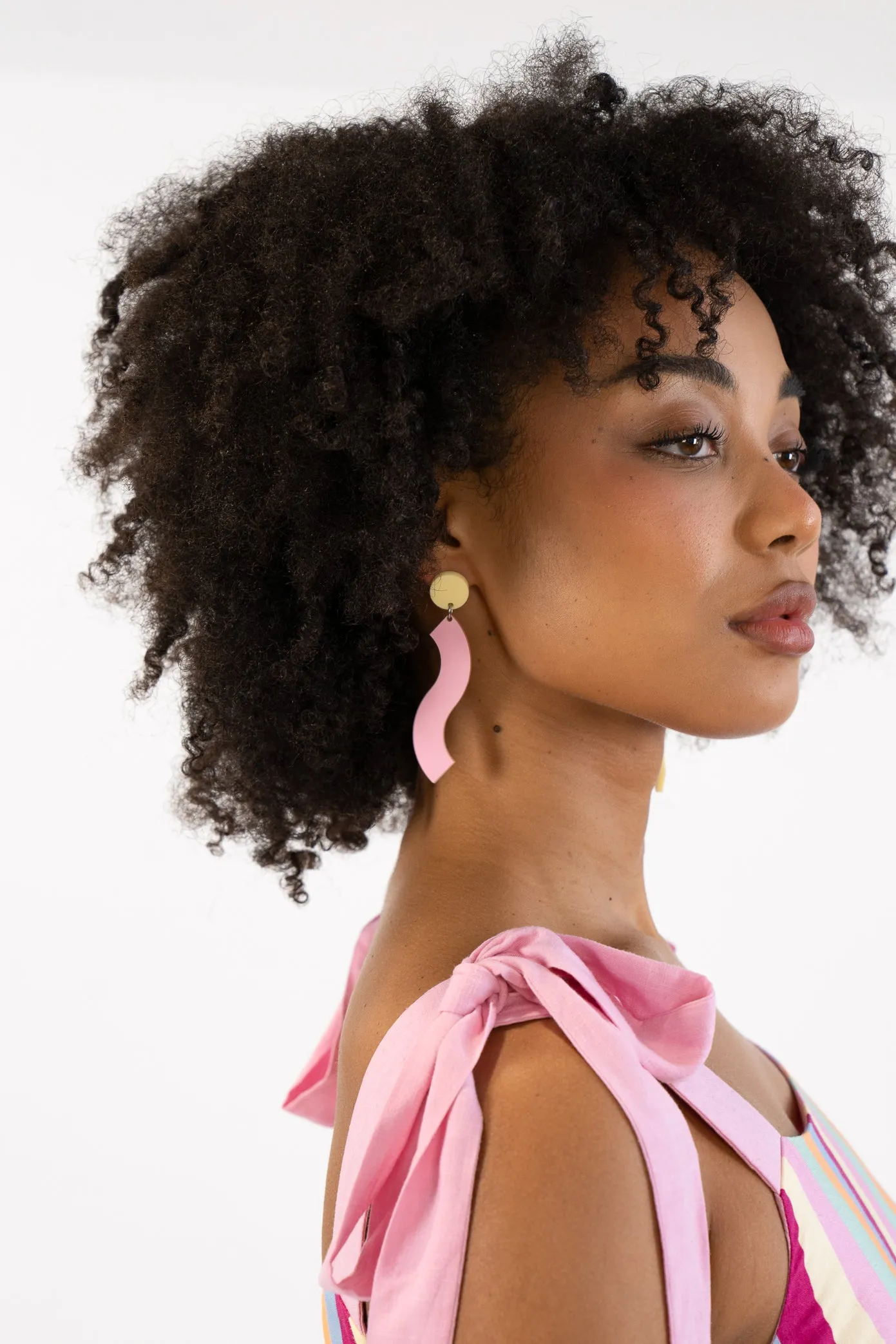 Pink & Yellow Wave Dangle Earrings